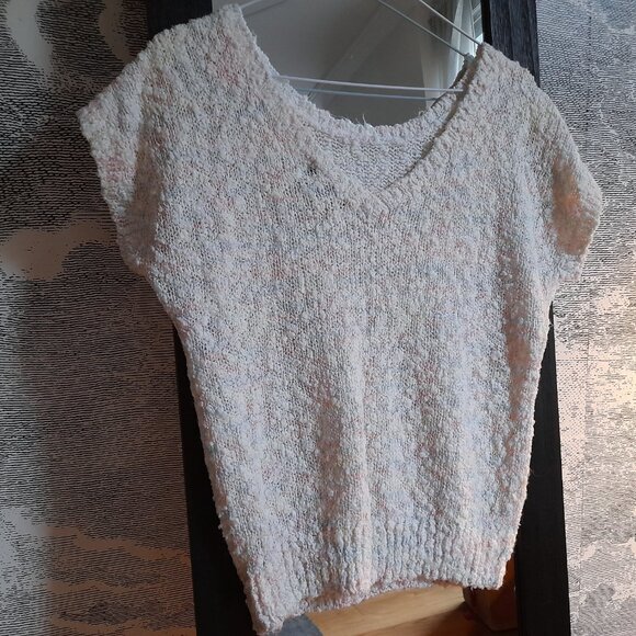 Vintage 80s Knit Boucle Sweater Top Size Small 37"B Pullover Pastel - Picture 4 of 15